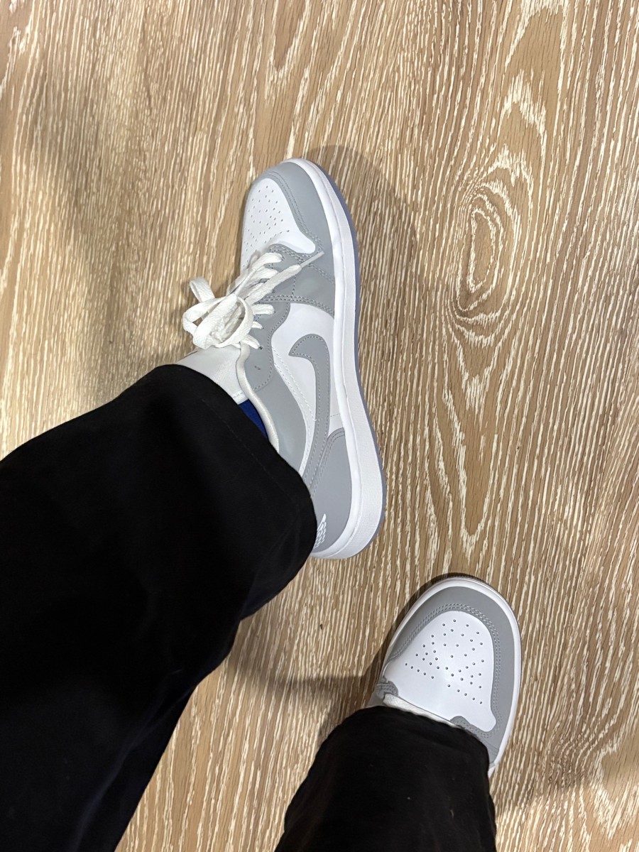 custom review-Jordan Air Jordan 1 Slip-resistant Low Top Винтажные баскетбольные кроссовки Женские Серый Белый