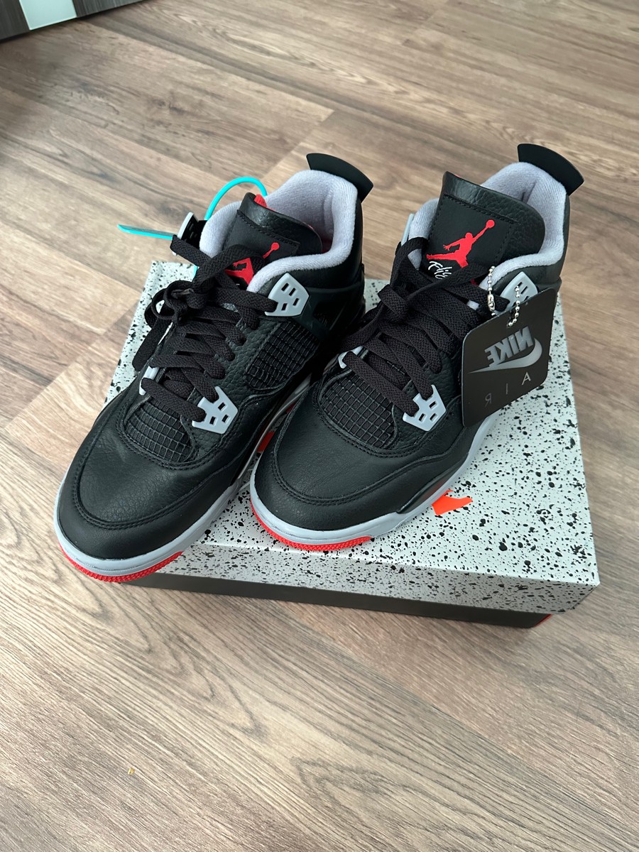 custom review-Jordan Air Джордан 4 Ретро 'Темно-красный цвет Reimagined' Амортизация Износостойкий MID Топ Детские Баскетбольные Кроссовки Черный Красный