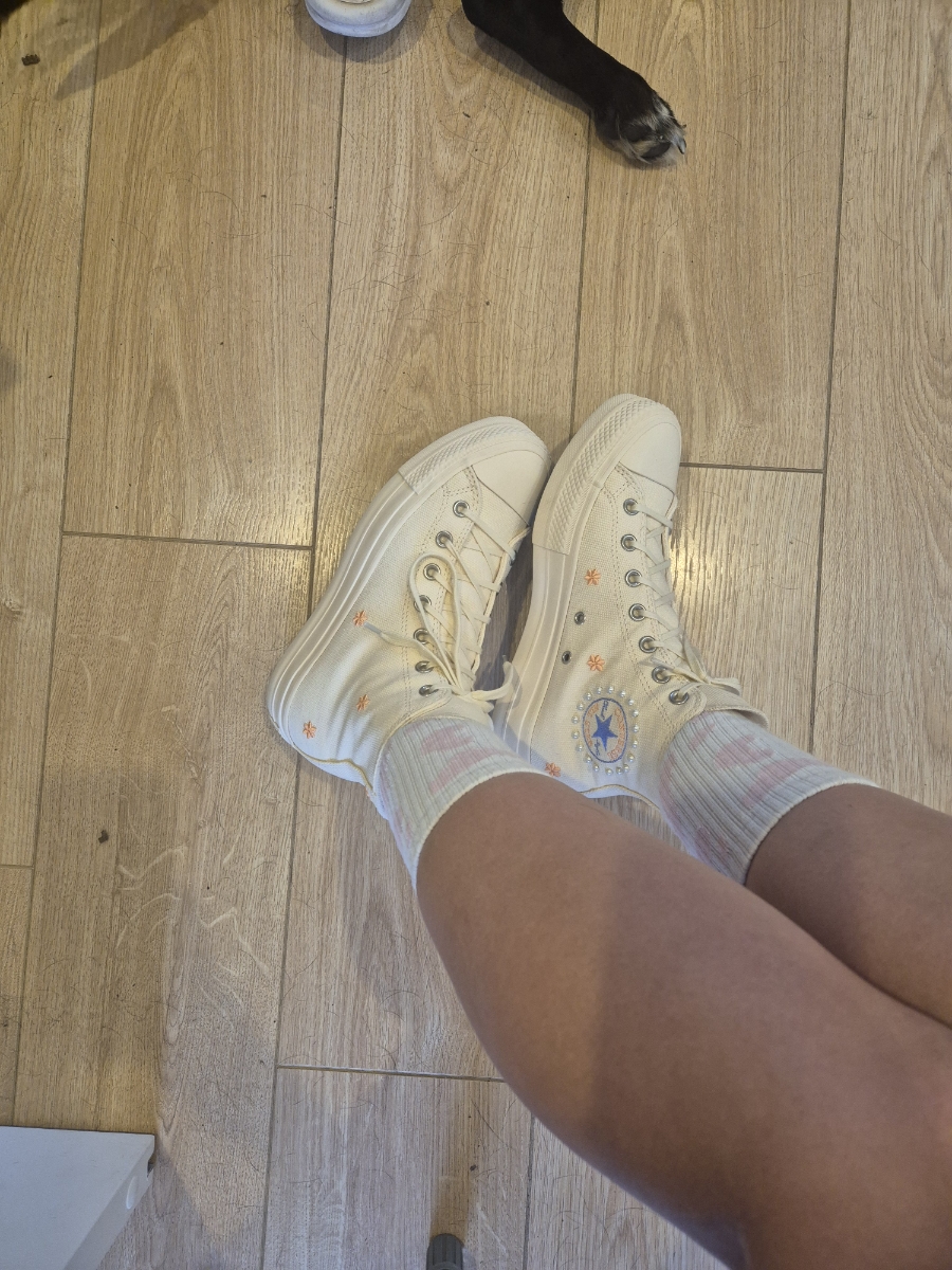 custom review-Конверс All Star Lift CHUCK TAYLOR Устойчивые к истиранию высокие кеды Женские Бежевые