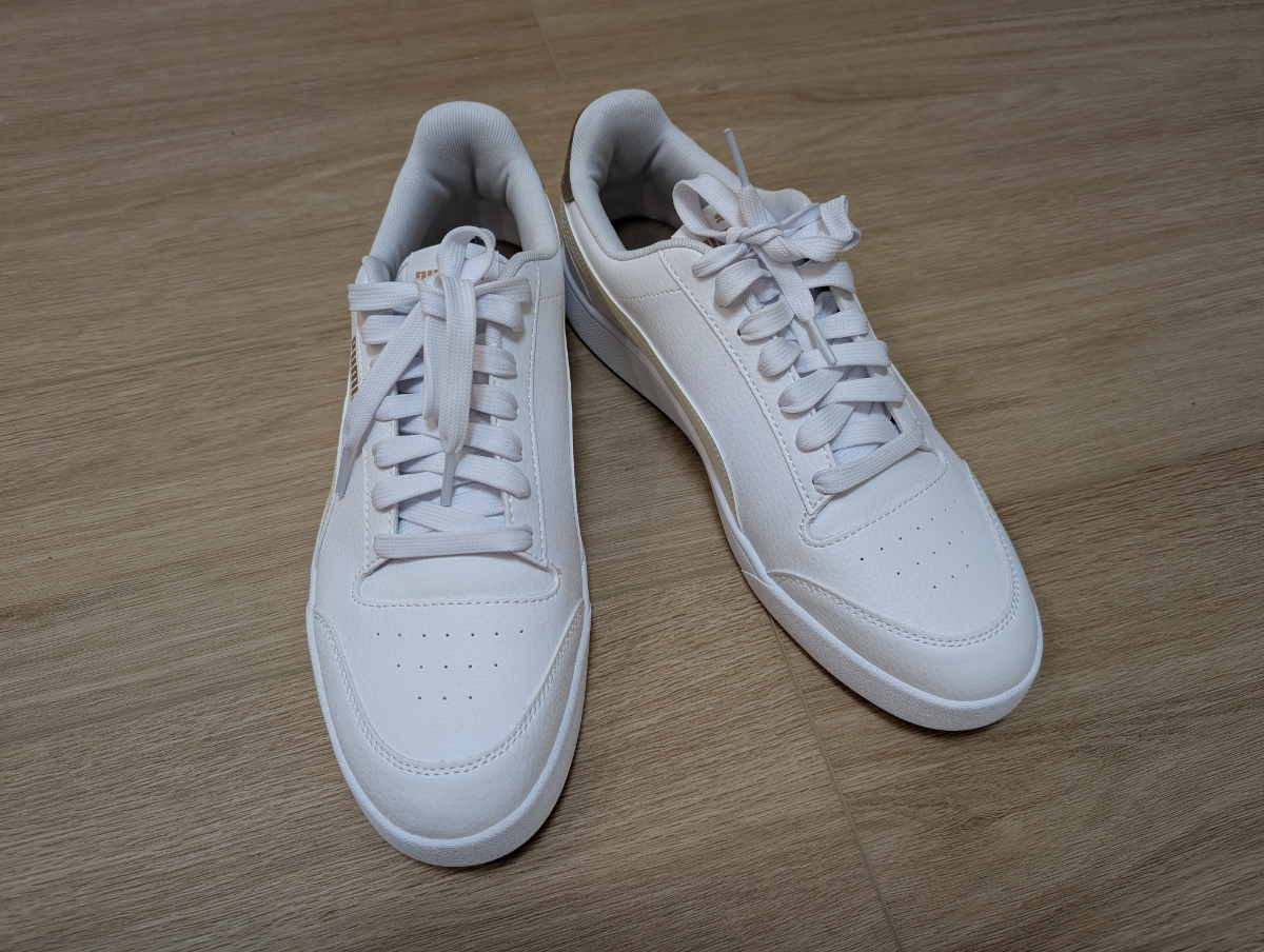 custom review-PUMA Shuffle Износостойкий и Легкий Низкий Топ Кроссовки для скейтбординга Унисекс Белый Золото