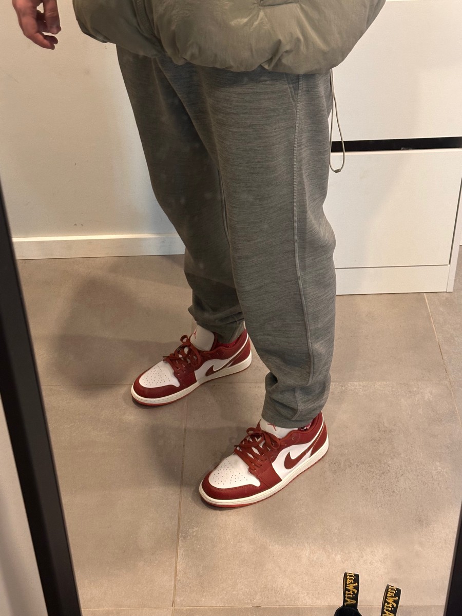 custom review-Jordan Air Jordan 1 Устойчивый к истиранию Низкий Топ Винтажные баскетбольные кроссовки Мужские Дюна Красный