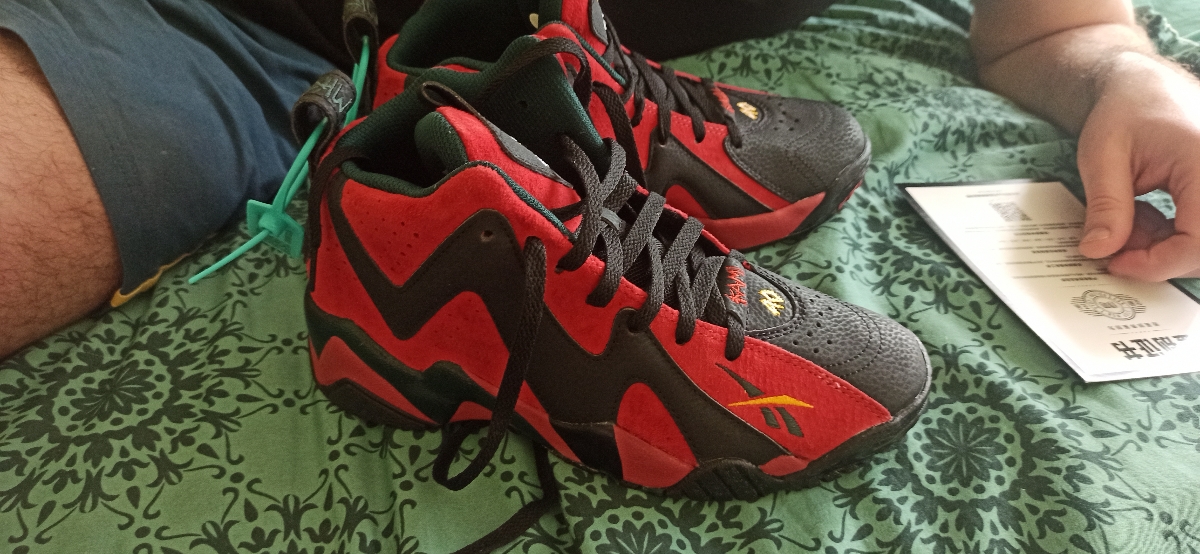 custom review-Reebok совместный бренд Kamikaze Вулканы Collection II Sonics Alternate MID Топ Баскетбольные кроссовки Унисекс Красный