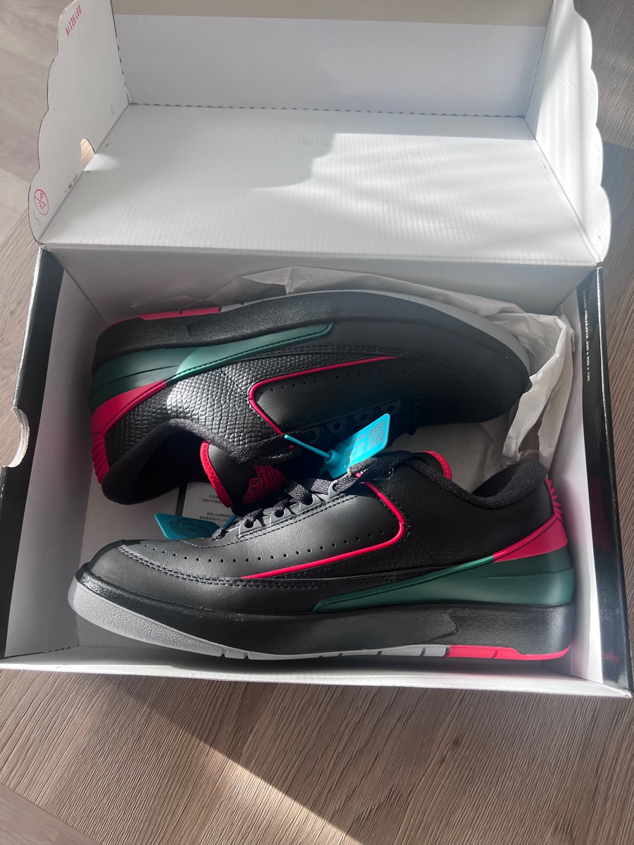 custom review-Jordan Air Джордан 2 Low 'Черный Огненно-красный' Низкий Топ Винтажные Баскетбольные Кроссовки Мужские Черные