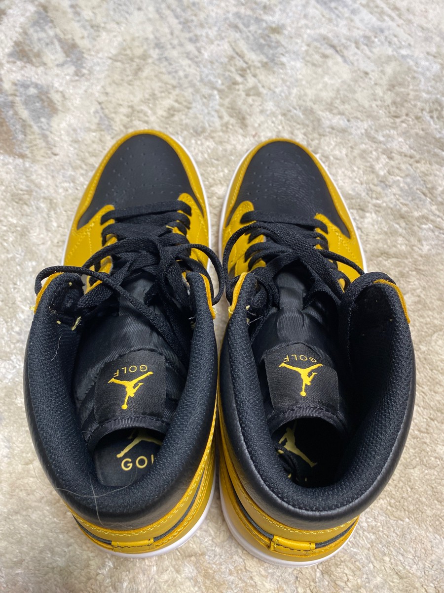 custom review-Jordan Air Jordan 1 High GOLF 'Pollen' Высокий Топ Винтажные Баскетбольные Кроссовки Унисекс Черный Желтый