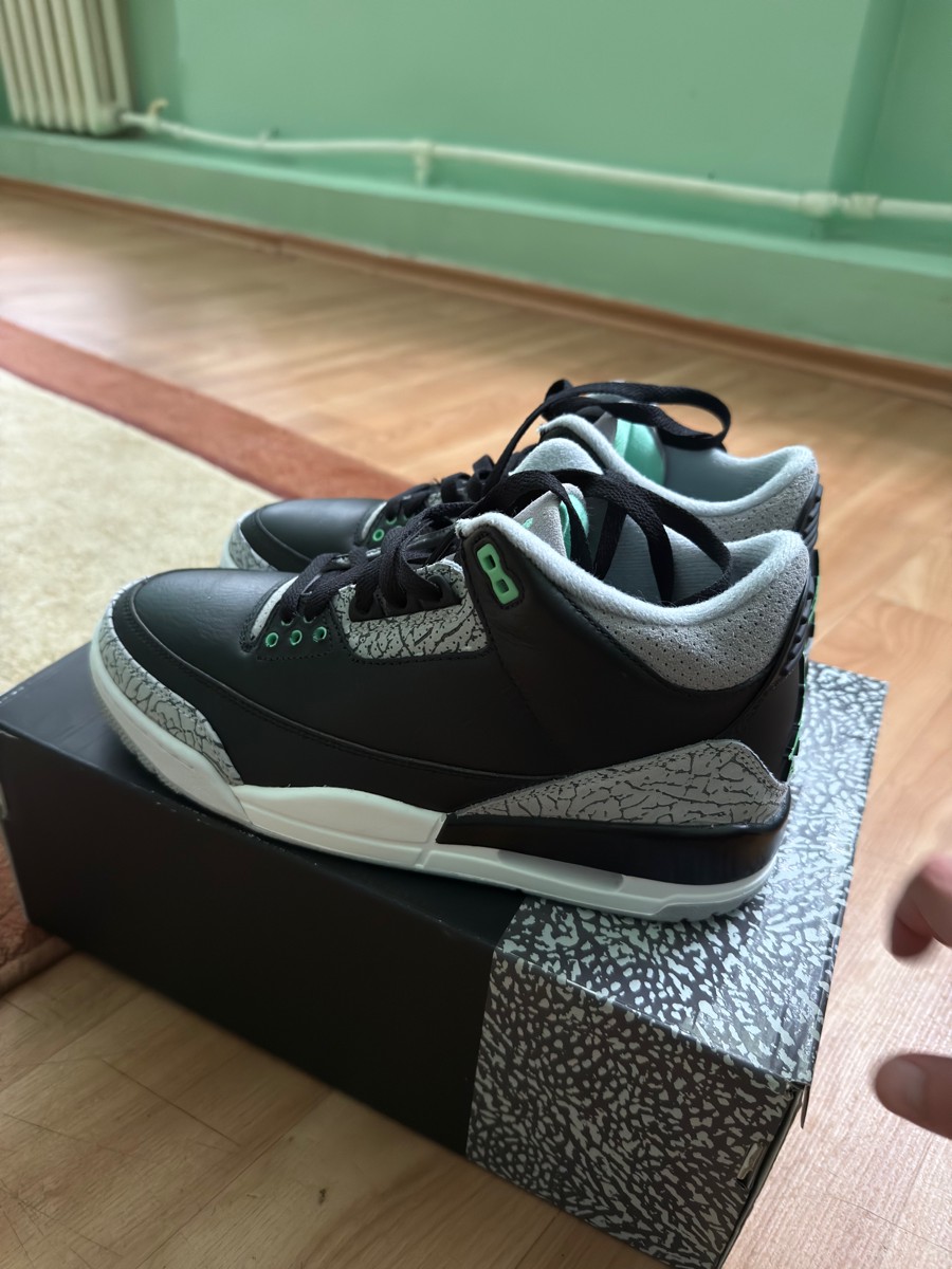 custom review-Jordan Air Jordan 3 Retro 'Зеленый Светящий' Устойчивый к истиранию MID Топ Винтажные баскетбольные кроссовки Мужские Черный Зеленый