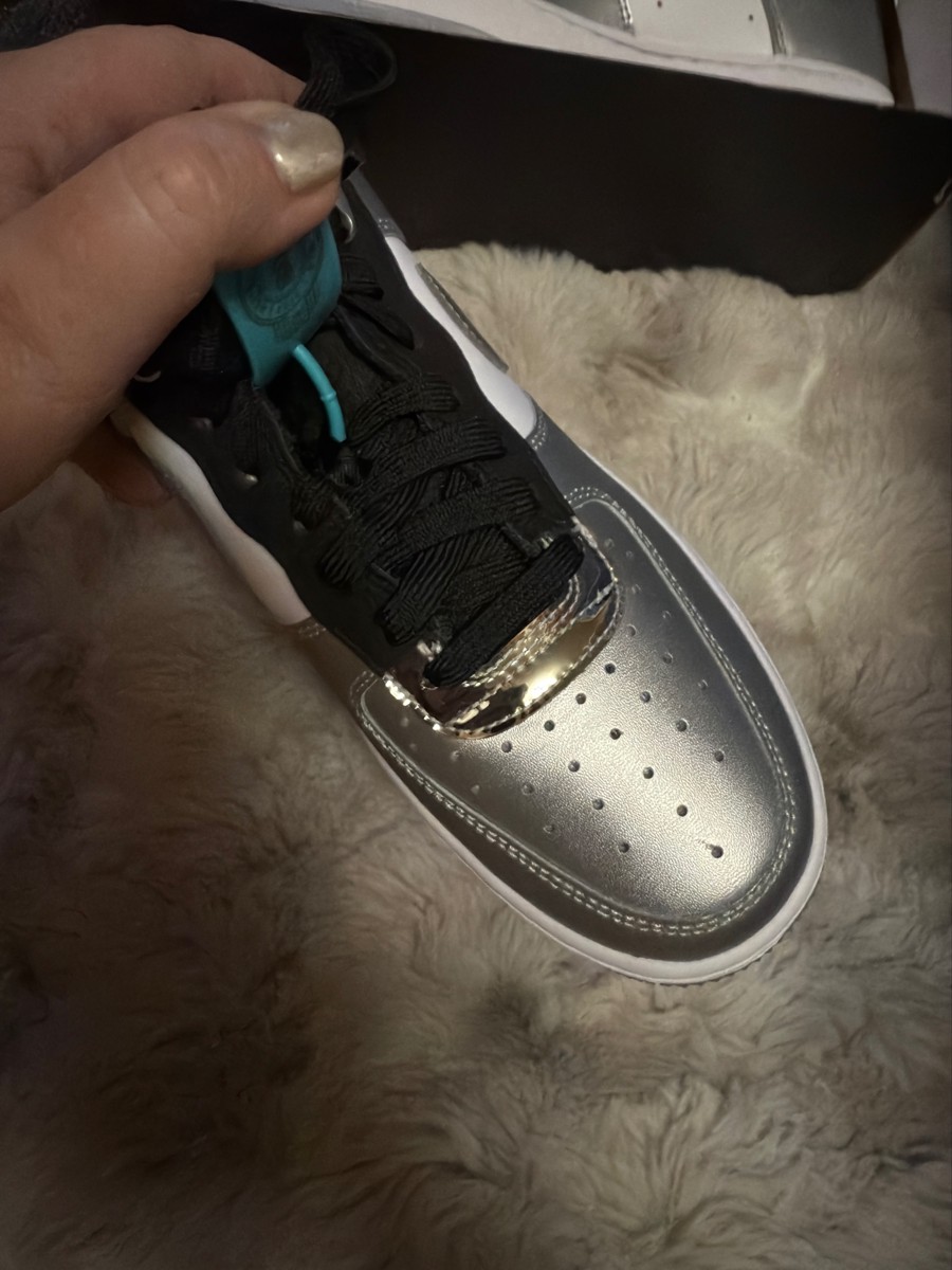 custom review-Nike Air Force 1 'Металлическое серебро' Низкие кеды для скейтбординга Женские Серебряный Черный