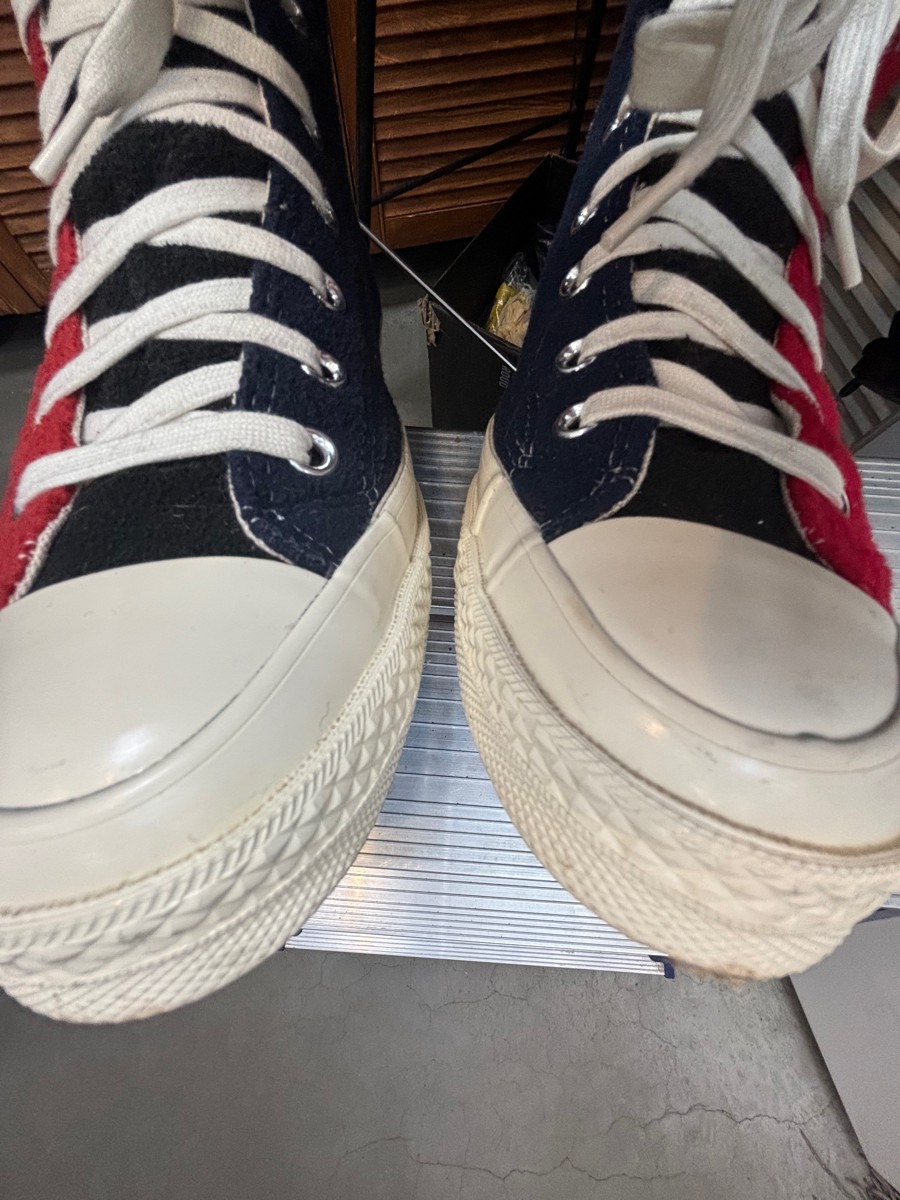 custom review-Converse Chuck 70 Renew ChuckTaylor All Star High Upcycled Fleece MID Топ Кеды Унисекс Красный синий