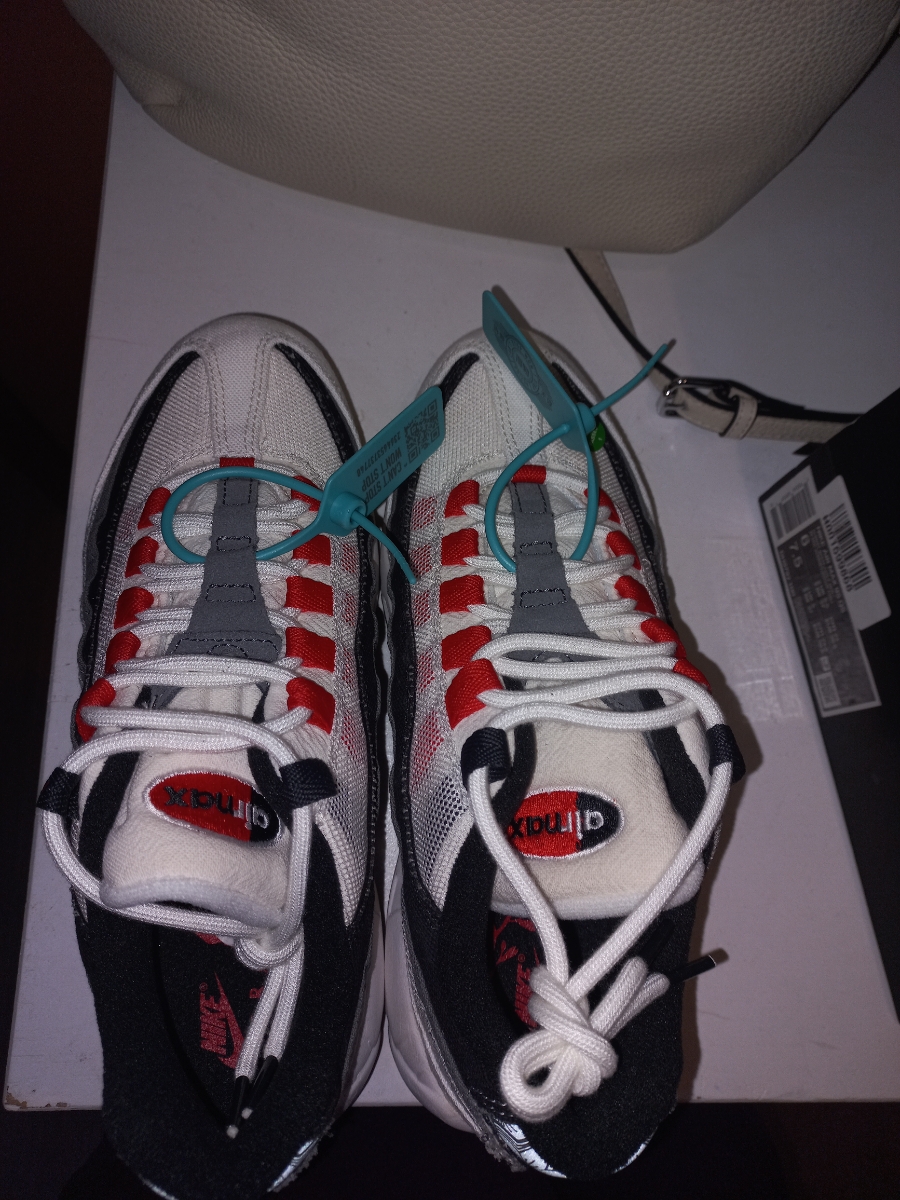 custom review-Nike Air Max 95 Low Беговые кроссовки Топ Унисекс Белый Черный Красный