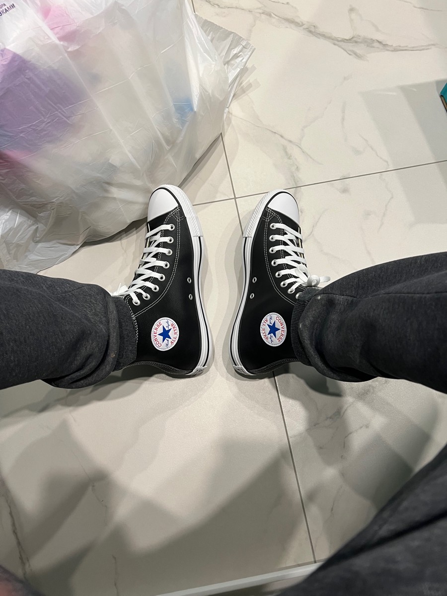 custom review-Converse All Star Кожа Высокие Кеды Унисекс Черный Белый