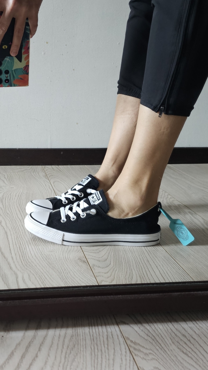 custom review-Converse Chuck Taylor All Star SHORELINE Slip Устойчивый к истиранию Дышащий Низкий Верх Обувь Женская Черный