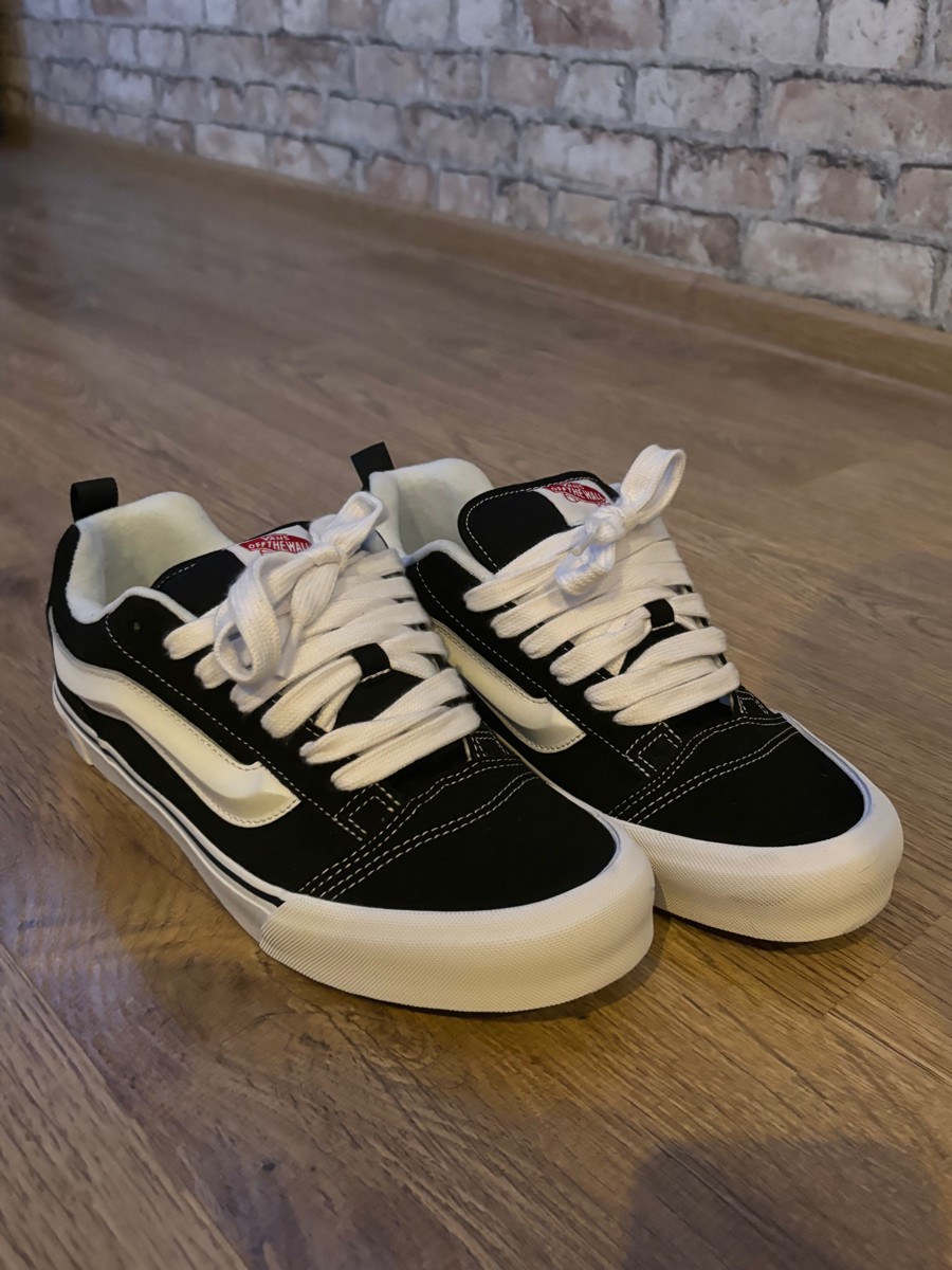 custom review-Vans Knu Skool Устойчивые к истиранию низкие скейтбордические кроссовки унисекс Черный Белый Подкладка