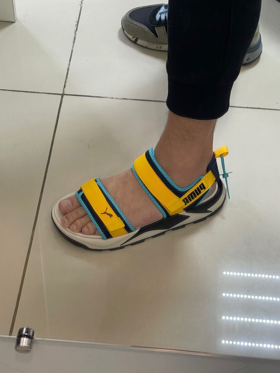 custom review-PUMA RS Sandal Beach Sandals Unisex Blue Yellow PUMA RS Сандалы Пляжные сандалии Унисекс Синий Желтый