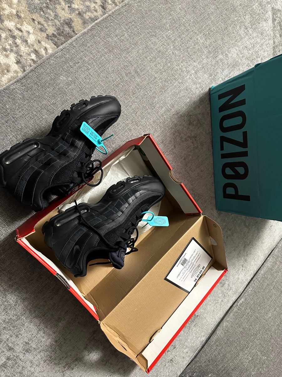 custom review-Nike Air Max 95 Устойчивый к истиранию Противоскользящий Низкий Топ Амортизирующий Повседневные Беговые кроссовки Мужские Черные