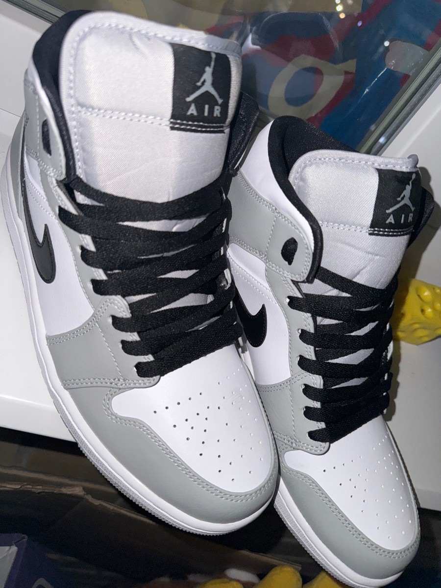 custom review-Jordan Air Jordan 1 MID 'Светлый Дымчатый Серый' Устойчивый к Износу MID Топ Винтажные Баскетбольные Кроссовки Мужские Дымчатый Серый