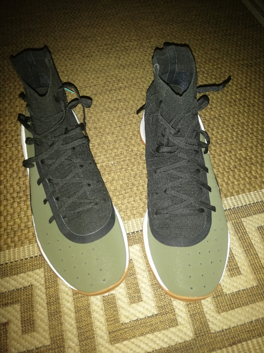 custom review-Under Armour Curry 4 'Черный оливковый' Высокие баскетбольные кроссовки Мужские Зеленые