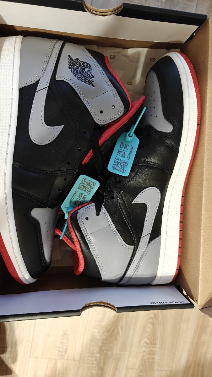 custom review-Jordan Air Jordan 1 Shadow Fire Red MID Топ Винтажные баскетбольные кроссовки Мужской Серый Черный