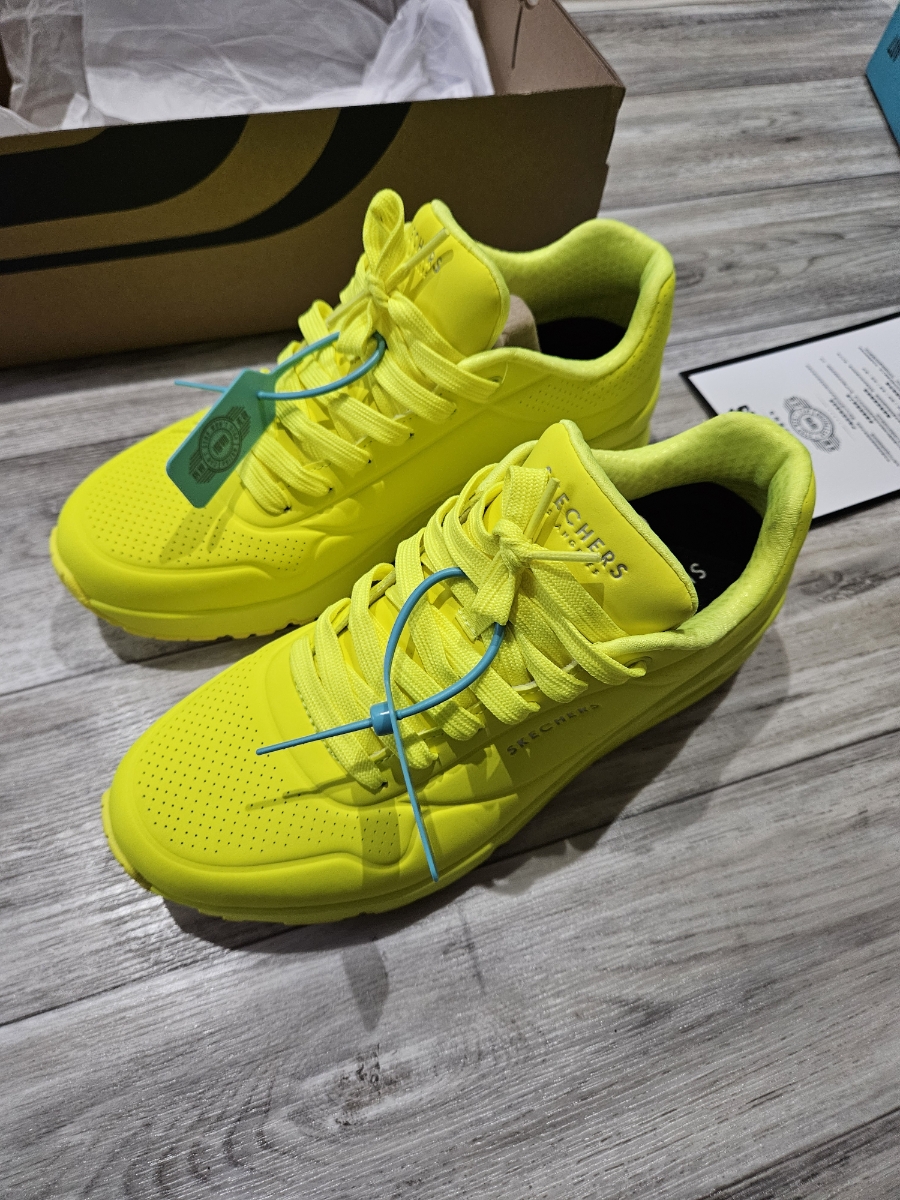 custom review-Skechers Uno Stand Uno Stand ON AIR Низкий Топ Casual Мужской Неоново-желтый