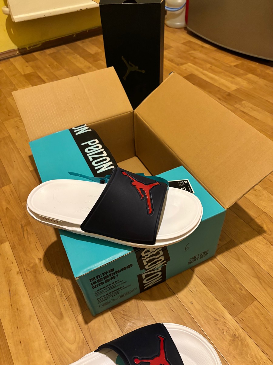 custom review-Jordan Jumpman Slide Slip Устойчивый к истиранию Мужской Белый Синий