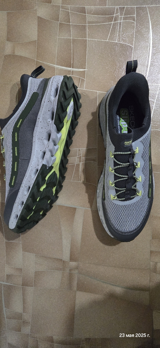 custom review-Skechers GLIDE STEP AT Низкий Топ Casual Мужской Серый Желтый