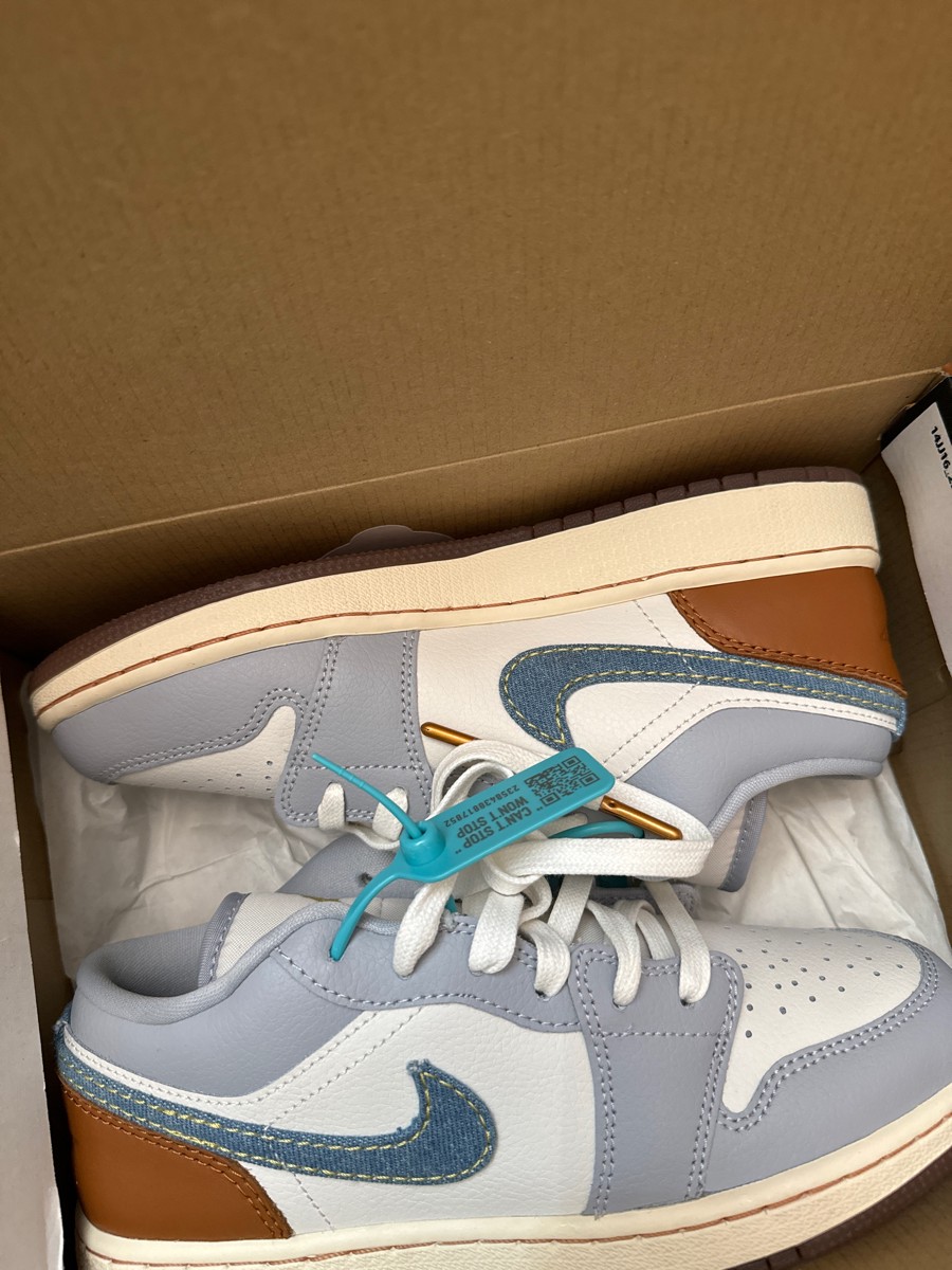 custom review-Jordan Air Jordan 1 Low SE Амортизация Износостойкий Низкий Топ Детские Баскетбольные Кроссовки Белый Синий