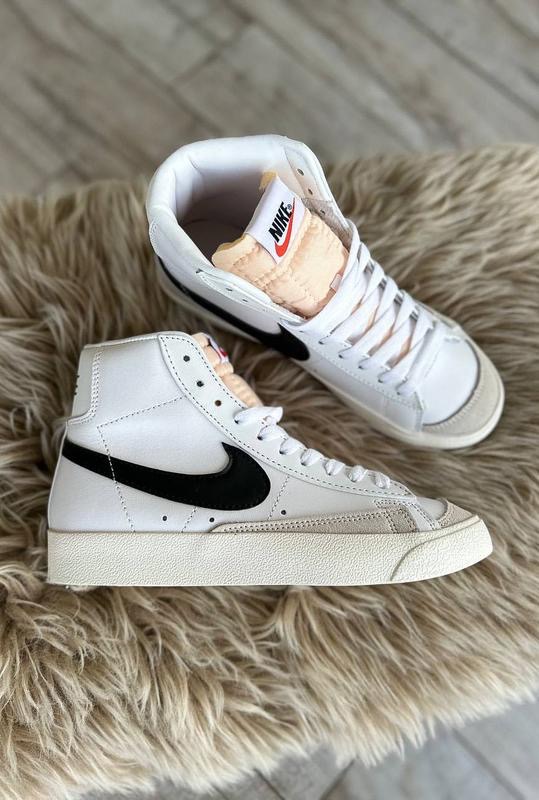 custom review-Nike Blazer 77 CNVS Slip-Resistant Abrasion-Resistant MID Топ Скейтборд Кроссовки Женские Белые
