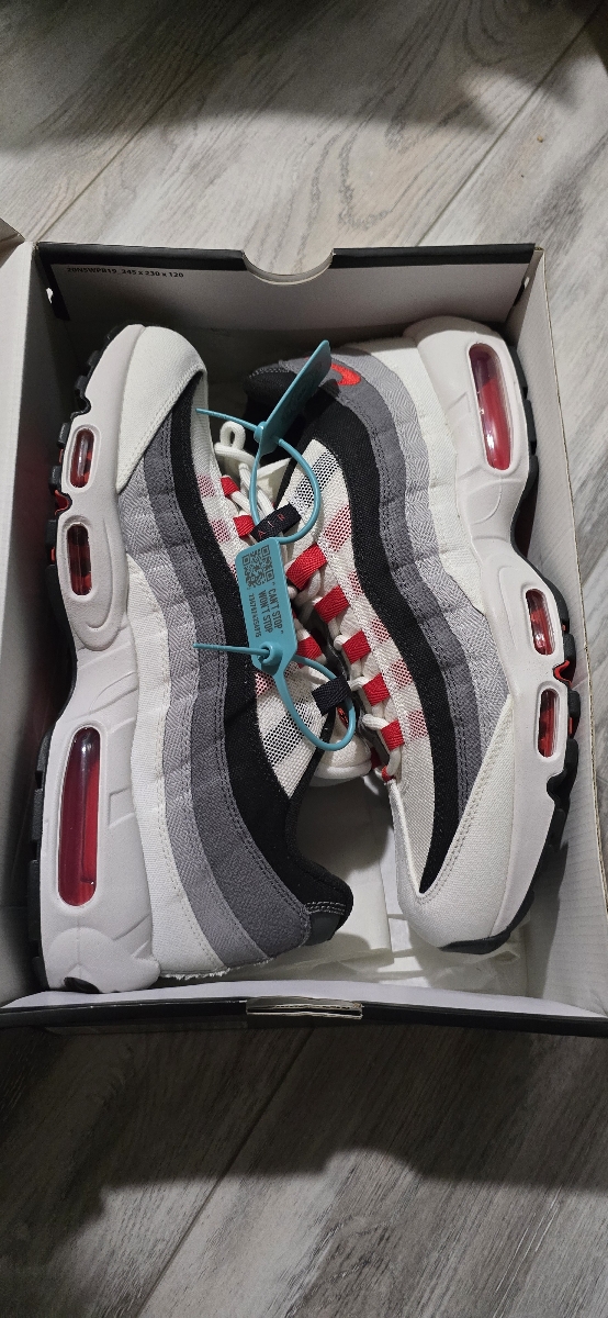 custom review-Nike Air Max 95 Low Беговые кроссовки Топ Унисекс Белый Черный Красный