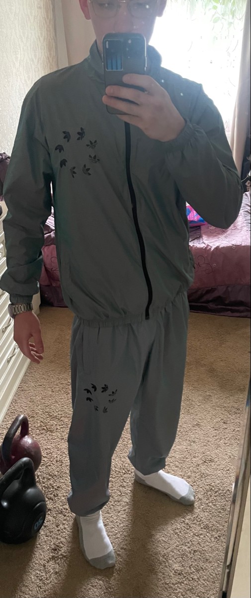 custom review-Adidas Originals Серебристо-серые мужские вязаные тренировочные брюки