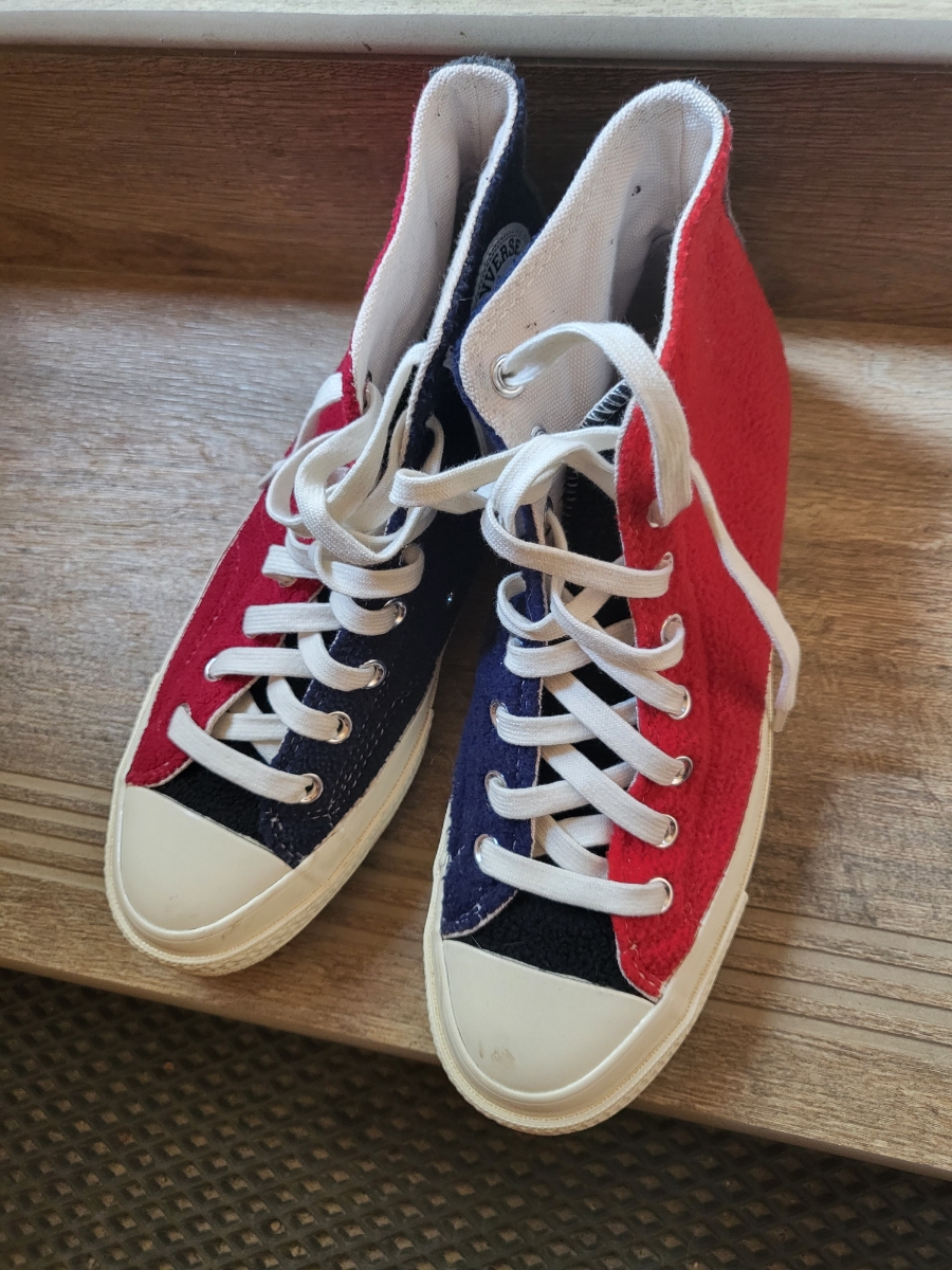 custom review-Converse Chuck 70 Renew ChuckTaylor All Star High Upcycled Fleece MID Топ Кеды Унисекс Красный синий