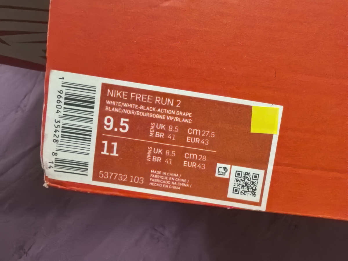 custom review-Nike Free Run 2,0 Амортизация Устойчивый к истиранию Дышащий Низкий Верх Повседневные Беговые кроссовки Мужские Белый Фиолетовый