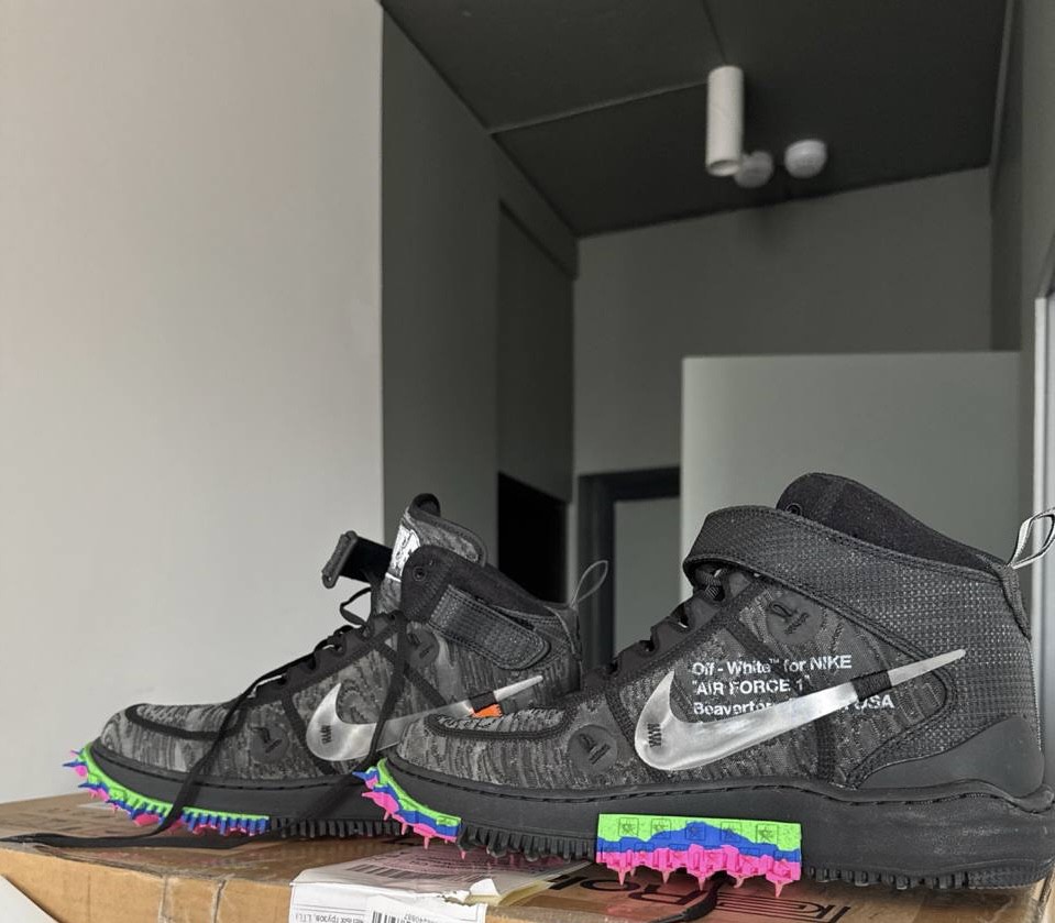 custom review-OFF Белый x Nike Air Force 1 SP MID Скейтборд Кроссовки Унисекс Черный