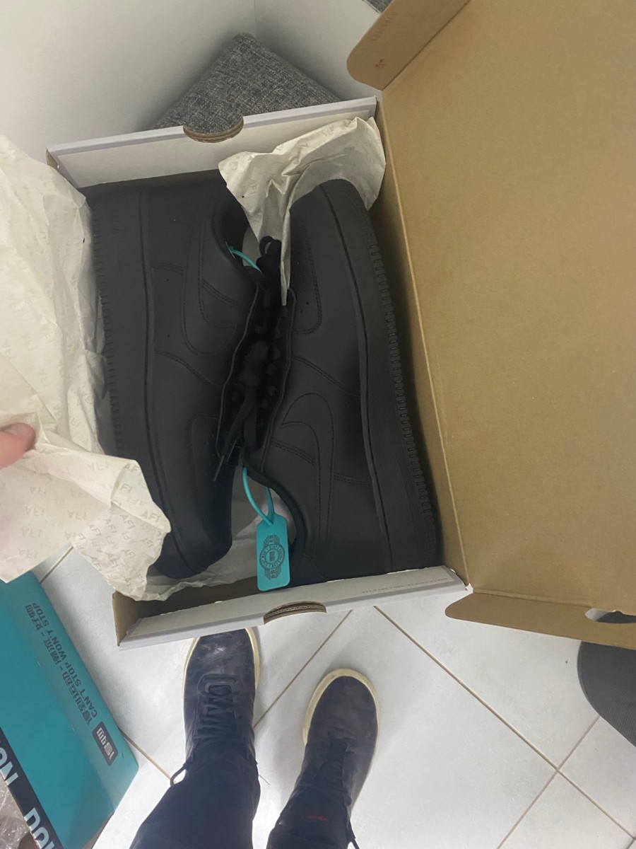 custom review-Nike Air Force 1 07 Черный воин Устойчивый к истиранию Низкий топ Скейтбординг Кроссовки Унисекс Черный