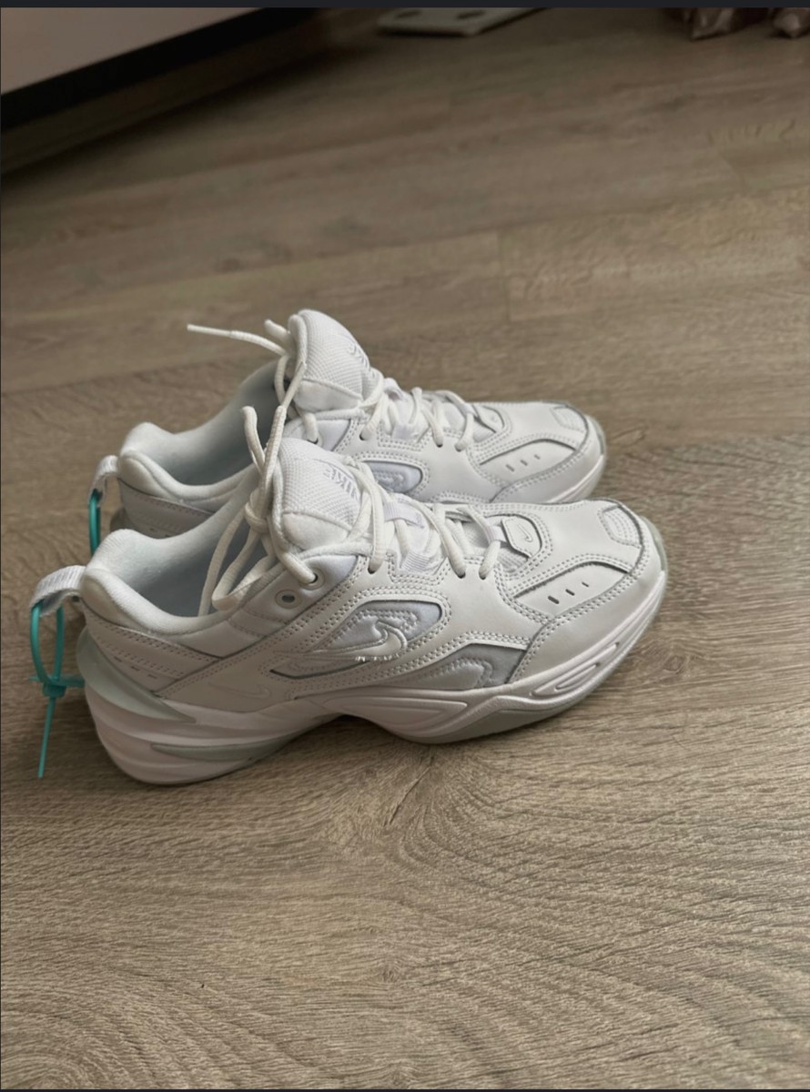 custom review-nike M2K Tekno Белый PURE Платина Низкий Топ Кроссовки с Толстой Подошвой Женские Белые