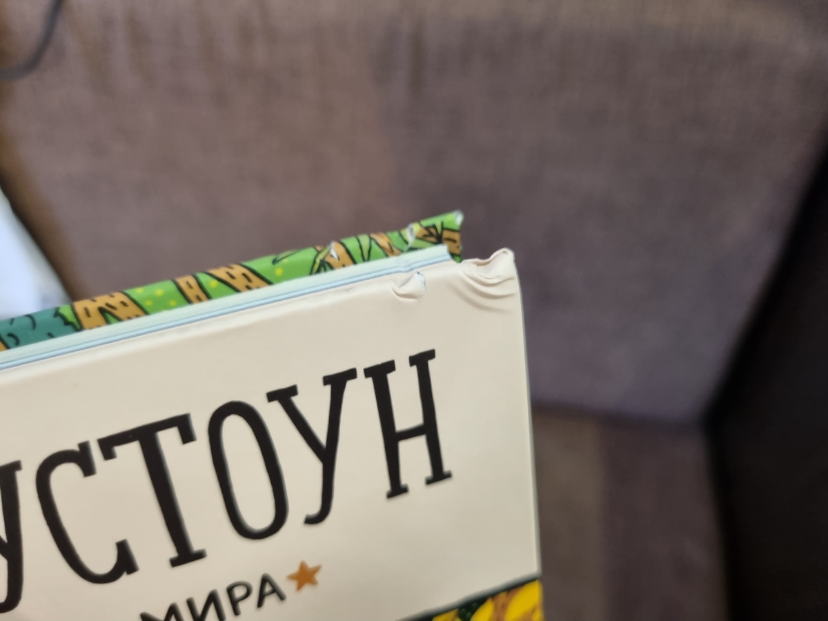 ставлю 4 только потому, что пришла с помятым уголком (последнее фото). но книга очень большая и тяжёлая (формат а3), достаточно небрежно обо что-то стукнуть и такое неизбежно. не думаю, что дочь сможет долго сохранить книгу в первозданном виде, поэтому возвращать не стали 