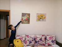Картина по номерам на холсте 40х50 40 x 50 на подрамнике "Ваза с букетом лилий, роз и колокольчиков" DVEKARTINKI #53, Юлия А.