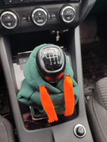 Чехол на рычаг переключения передач в форме худи (толстовка на КПП), зеленый цвет с оранжевым шнурком, размер S #3, Роман С.