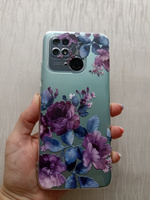 Силиконовый чехол на Xiaomi Redmi 10C / Сяоми Редми 10С, Purple Blossoms, прозрачный #135, Надежда К.