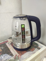 Чайник электрический MARTA MT-1087 стеклянный с подсветкой и регулировкой температурных режимов, темный топаз #5, Уликовская Елена