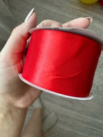 Лента атласная 50 мм * уп 27 м, цвет красный, упаковочная для подарков, шитья и рукоделия #44, Екатерина Р.