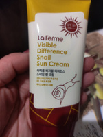FarmStay Солнцезащитный крем для лица с муцином улитки SPF50 PA+++, La Ferme Visible Difference Snail Sun Cream 70г #3, Эльвира С.