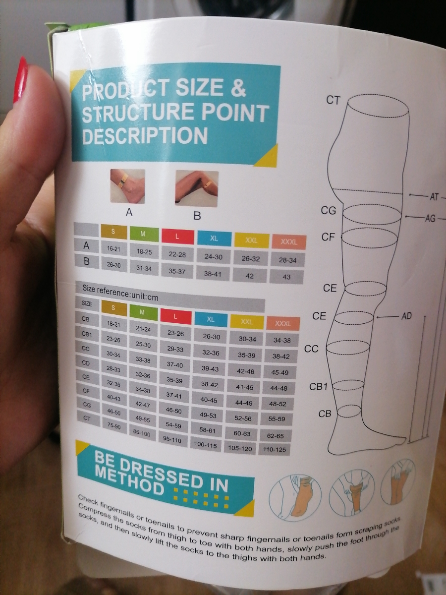 Чулки по качеству нормальные. Но  резинка верхняя очень тугая. Посмотрим как будет по компрессии, до этого пользовалась меди, но решила попробовать эти и сэкономить, а то меди по карману очень бьёт (
Ещё немного смутило, что на коробке не указан класс компрессии. Точно ли он 2й?
Дополню свой отзыв: носить их невозможно, верхняя резинка очень давит и пережимает. Внизу все нормально по размеру, но верхняя резинка это кошмар. Если судить по размерной сетке на коробке. По 1й таблице я все верно подобрала. А вот по 2й таблице у меня обхват именно бедра xxxl, а все остальные показатели xl (что я и заказала). Но если закажу размер больше, то они внизу мне будут большие и компрессии никакой не будет. Я разочарована..даже не знаю что делать, может со временем растянется резинка, или оторвать и пришить с других чулков. С меди таких не было проблем, чтоб так перетягивало.