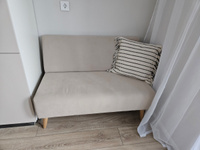 Прямой диван PUSHE Килт без подлокотников, нераскладной, для кухни, прихожей, балкона, детской, бежевый Balance 130 #3, Мария В.