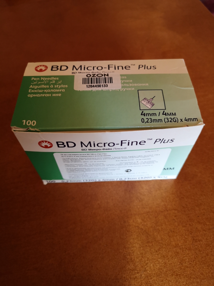 иглы bd микро-файн плюс д/шприц-ручки 31g. игла для шприц-ручек bd micro-fine plus 32g (0. иглы bd micro-fine plus 0,30 мм (30g) х 8 мм, 100 шт. 23 мм х 4 мм), 100 шт. иглы bd micro-fine plus 0,25 мм (31g) х 5 мм, 100 шт.